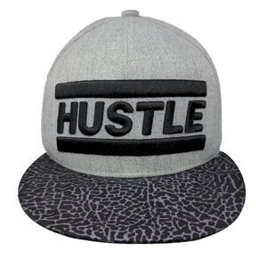 Hustle Snapback Hat Gray One Size Adjustable Embroidered 6 Panel Sole Addiction